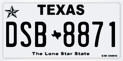 TX license plate DSB8871