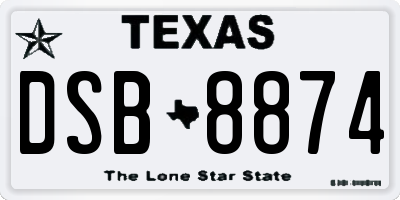 TX license plate DSB8874
