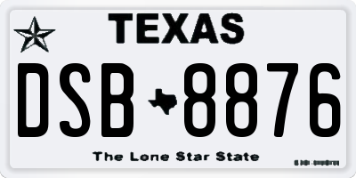 TX license plate DSB8876