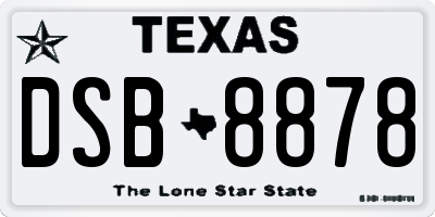 TX license plate DSB8878