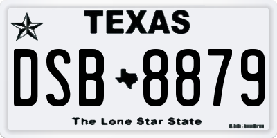 TX license plate DSB8879