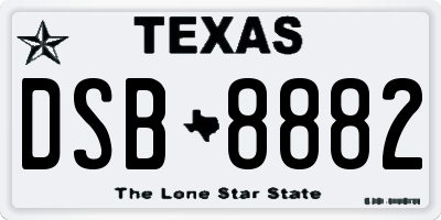 TX license plate DSB8882