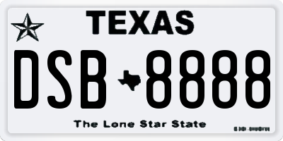TX license plate DSB8888