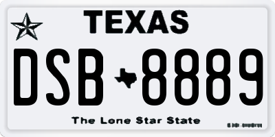 TX license plate DSB8889