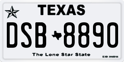 TX license plate DSB8890