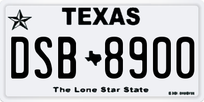 TX license plate DSB8900
