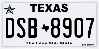 TX license plate DSB8907