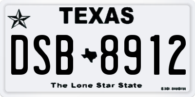 TX license plate DSB8912