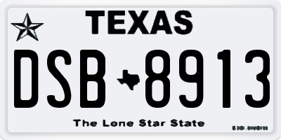 TX license plate DSB8913