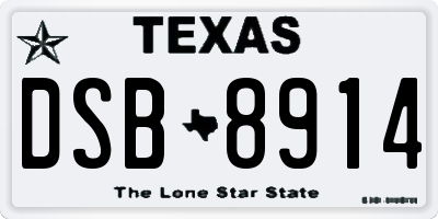 TX license plate DSB8914