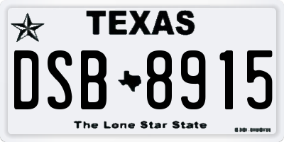 TX license plate DSB8915