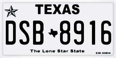 TX license plate DSB8916