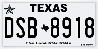 TX license plate DSB8918