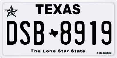 TX license plate DSB8919