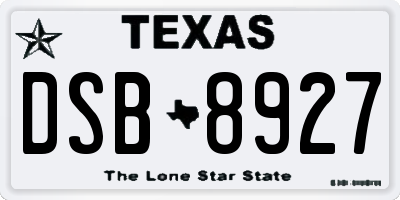 TX license plate DSB8927