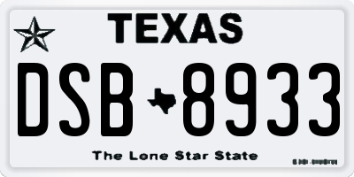 TX license plate DSB8933