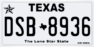 TX license plate DSB8936