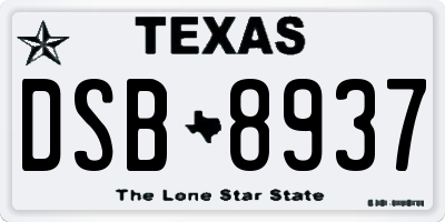 TX license plate DSB8937