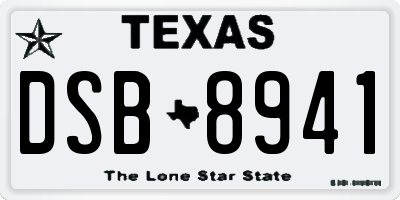 TX license plate DSB8941