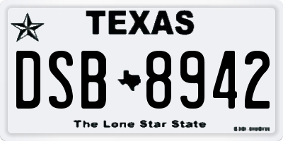TX license plate DSB8942