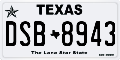TX license plate DSB8943