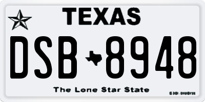 TX license plate DSB8948
