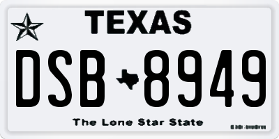 TX license plate DSB8949