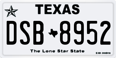 TX license plate DSB8952