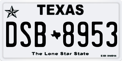 TX license plate DSB8953