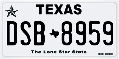 TX license plate DSB8959
