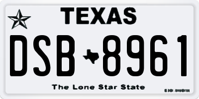TX license plate DSB8961