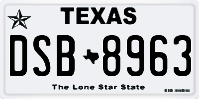 TX license plate DSB8963