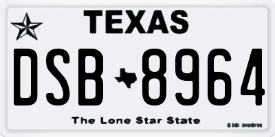 TX license plate DSB8964