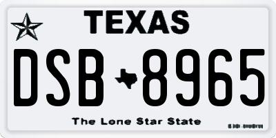 TX license plate DSB8965