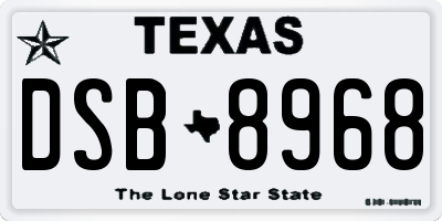 TX license plate DSB8968
