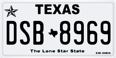 TX license plate DSB8969