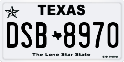 TX license plate DSB8970
