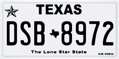 TX license plate DSB8972