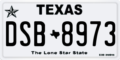 TX license plate DSB8973