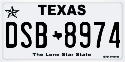 TX license plate DSB8974
