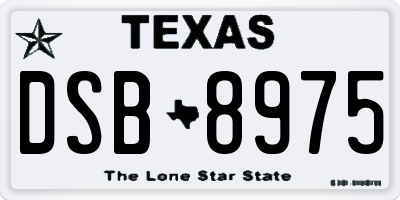 TX license plate DSB8975
