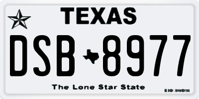 TX license plate DSB8977
