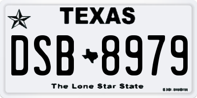 TX license plate DSB8979