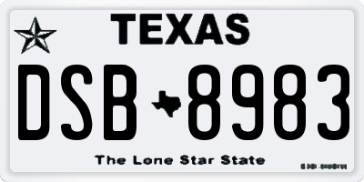 TX license plate DSB8983