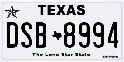TX license plate DSB8994