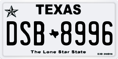 TX license plate DSB8996