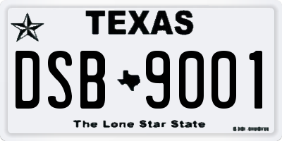 TX license plate DSB9001
