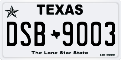 TX license plate DSB9003
