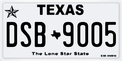 TX license plate DSB9005