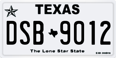 TX license plate DSB9012